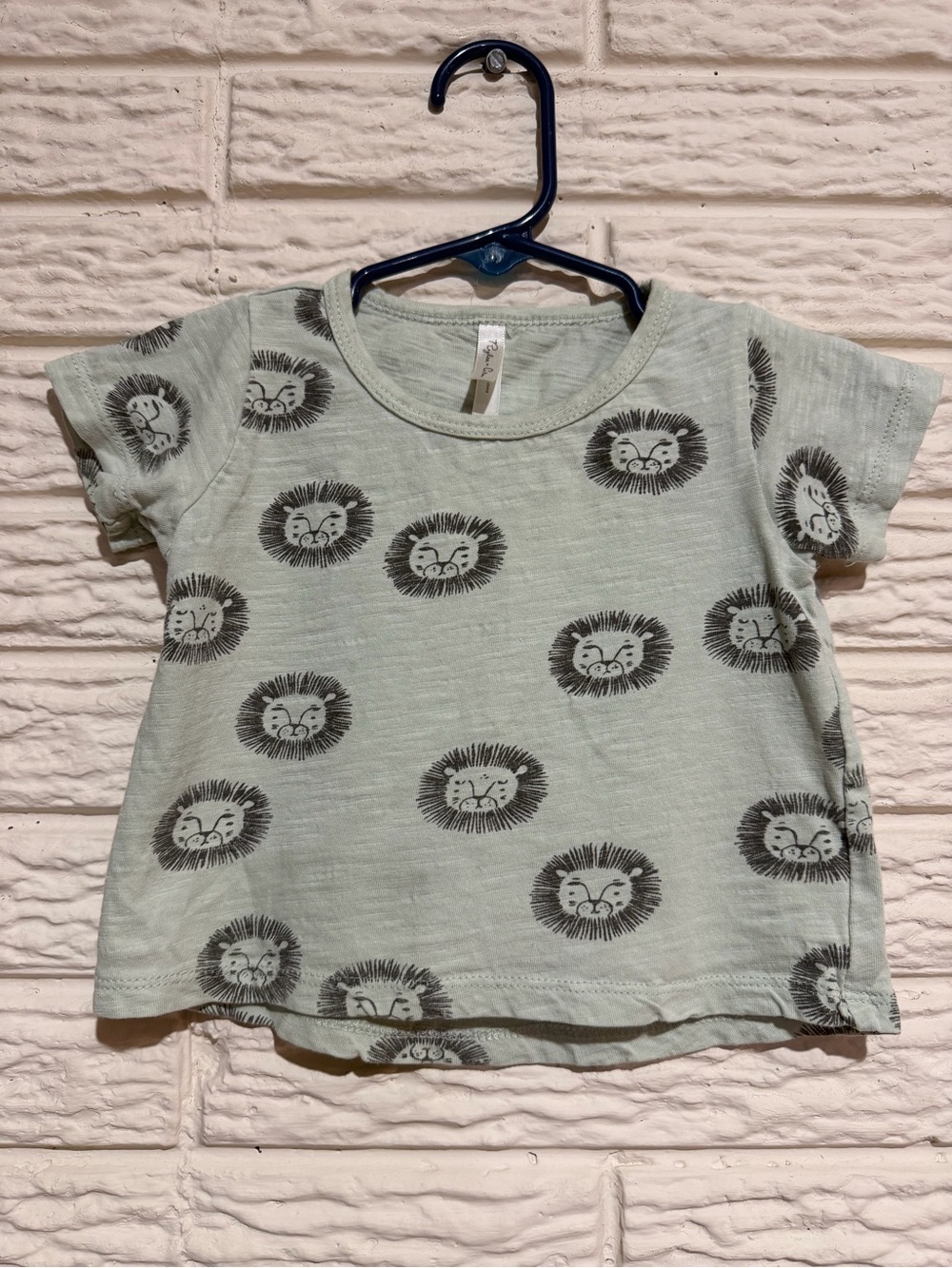 Rylee & Cru 3-6 months Short Sleeve Lion Print Tee Light Sage